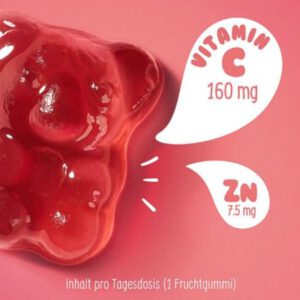 Fruchtgummi rot mit Infoblase