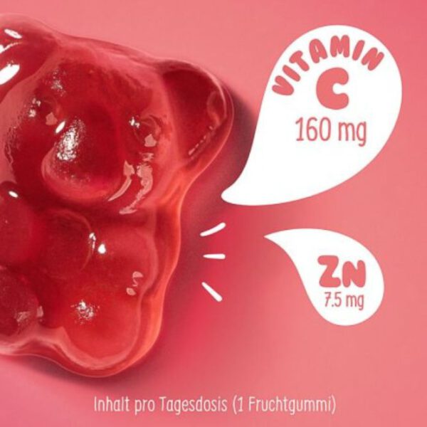 Fruchtgummi rot mit Infoblase