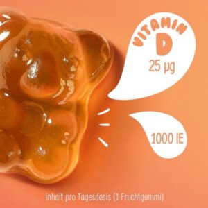 Fruchtgummi orange mit Infoblase