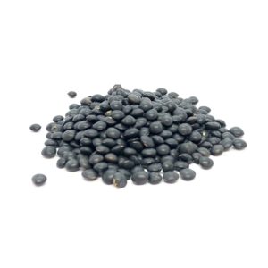 Lose Bio Belugalinsen aus Hanfthal, glänzend schwarze Linsen im Detail