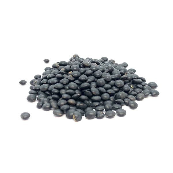 Lose Bio Belugalinsen aus Hanfthal, glänzend schwarze Linsen im Detail