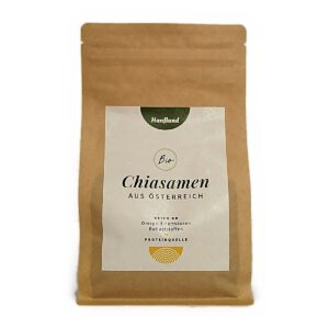 Bio Chiasamen aus Österreich von Hanfland, 400 g im Kraftpapierbeutel, Vorderseite