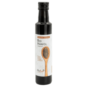 Bio Hanföl kaltgepresst aus Hanfthal, reich an Omega-3 und Vitamin E