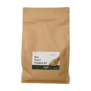 Bio Hanf Protein 65 von Hanfland aus Österreich im Kraftpapierbeutel, Vorderseite