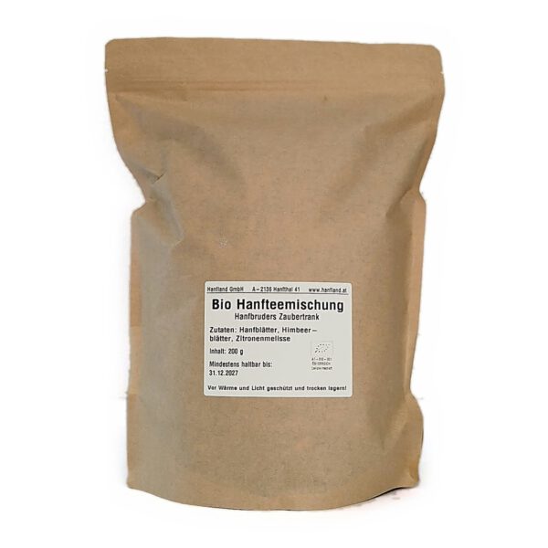 Vorratspack Bio Hanfteemischung Hanfbruders Zaubertrank mit Himbeerblättern und Zitronenmelisse, 200 g