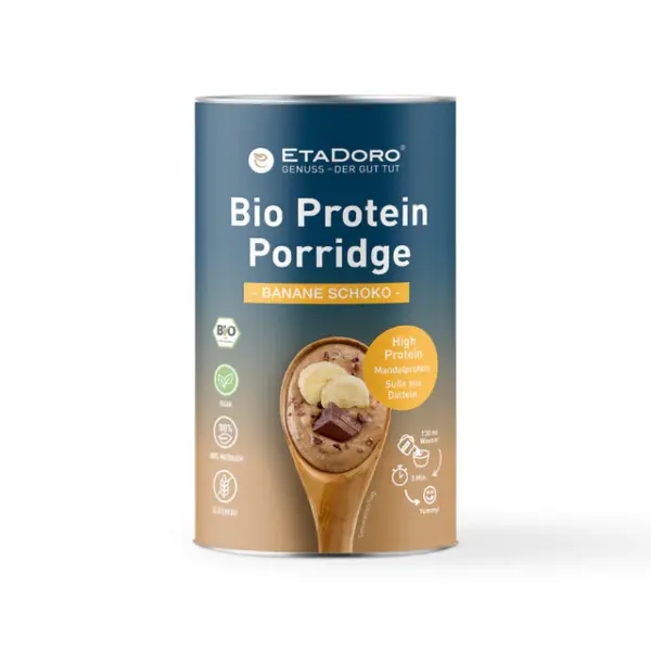 bio protein porridge schoko banane vegan mit dem Protein aus Mandeln