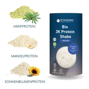 bio protein shake vegan natur aus hanfprotein, mandelprotein, sonnenblumenprotein