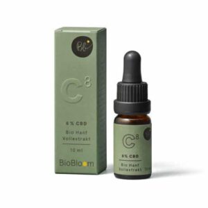 BioBloom CBD Öl 8% mit Verpackung, Bio Hanf Vollextrakt 10ml