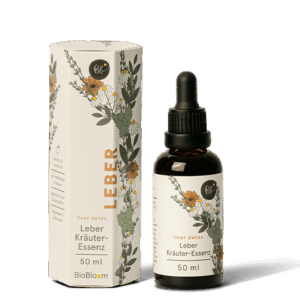 BioBloom Leber Kräuter-Essenz 50 ml – Tropfflasche mit Verpackung für Leberentgiftung
