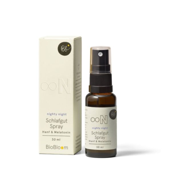 BioBloom Schlafgut Spray mit Hanf und Melatonin, 30 ml Flasche mit Verpackung