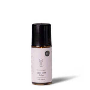 BioBloom Thermo Gel CBD-MSM Roller, wärmende Anwendung, braune Flasche mit schwarzem Deckel