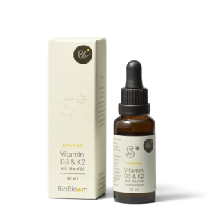 BioBloom Vitamin D3 & K2 Tropfen mit Hanföl, 30 ml