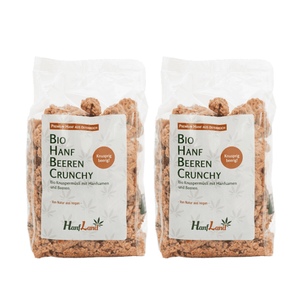 Bio Hanf Beeren Crunchy Knuspermüsli aus Hanfthal mit Hanfsamen und Beeren