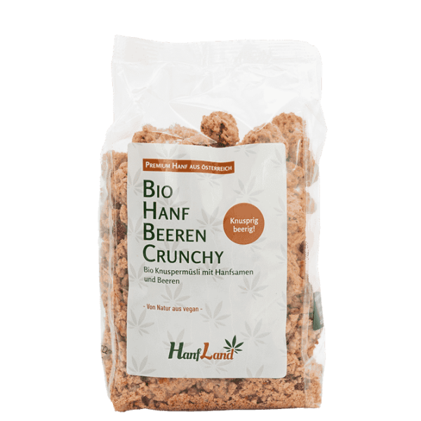 Bio Hanf Beeren Crunchy Knuspermüsli von Hanfland im Beutel, Premium Hanf aus Österreich