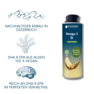 hanfsamenoel mit Omega 3 DHA EPA aus Hanfsamen und algenoel, positive einfluesse auf den koerper