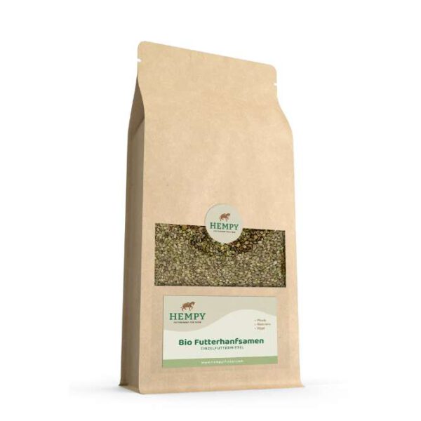 Hempy Bio Futterhanfsamen für Hühner – Verpackung freigestellt