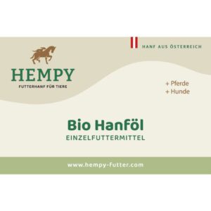 Hempy Bio Hanföl aus Österreich – Einzelfuttermittel mit Omega-3 für Pferde und Hunde