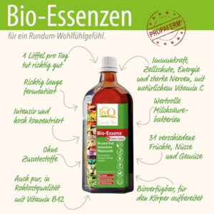 livQ Bio-Essenz Camu-Camu Infografik: Vorteile wie Immunkraft, Vitamin C, Milchsäurebakterien und Rohkostqualität