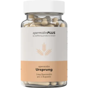 Dose „Spermidin Ursprung“ mit Kapseln, 3 mg Spermidin pro 2 Kapseln, Weizenkeimextrakt aus Österreich